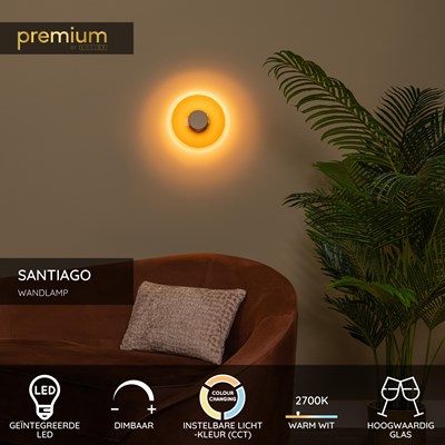 Lucide SANTIAGO - Wandlamp - Ø 23 cm - LED Dimb. - CCT - 1x10W 2700K/4000K - Amber | Premium